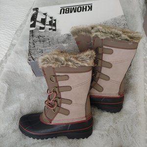 Khombu Snow Boots - Tan/Black - Waterproof - Thermolite - Women's Sz 8 - NWT